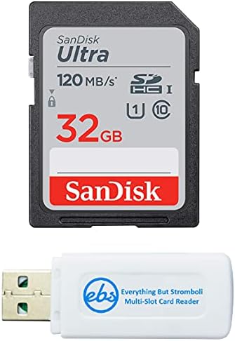 Карта памет SanDisk 32GB SDHC SD Ultra Работи с камера Canon Powershot ELPH 360 HS, SX70 HS, SX620 HS UHS-I (SDSDUN4-032G-GN6IN) в комплект с (1) за всички, с изключение на комбиниран четец-четец Стромболи
