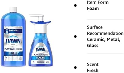 Пенка за миене на съдове Dawn Platinum, Помпа за сапун за миене на съдове И Набор от аромати Fresh Rapids за