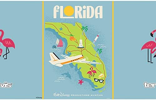 Изкуство, музика на Дисни Мики Маус е Един: Самолет Уолт - Туристически плакат Florida Чаша С тройна преграда,