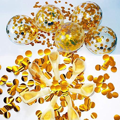 40 бр. Златни Въздушни балони с Конфети, 12 инча Блестящи Златни балони със Златни Хартиени Конфети на Точки за Парти по случай