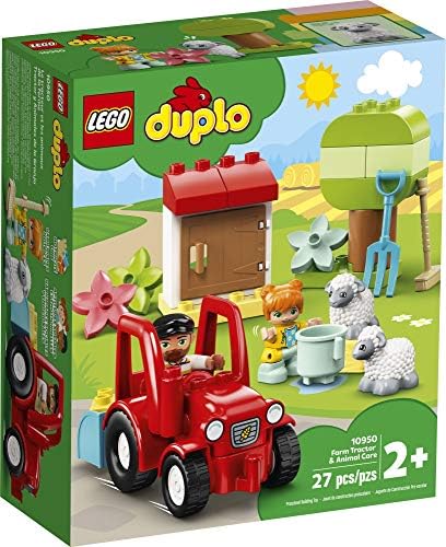 Конструктор LEGO DUPLO Town Farm Tractor & Animal Care 10950 за деца с Игрушечным Трактор и 2 Овце, Новост 2021 г.