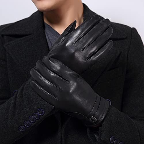 TREXD / Модни Топли Мъжки Зимни Топли Кожени ръкавици за шофиране в корейски стил, Мъжки Кожени ръкавици (Цвят: D, размер: XL