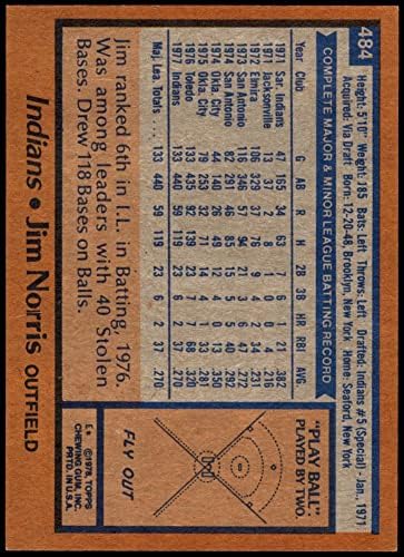 1978 Topps 484 Джим Норис Кливланд Индианс (Бейзболна карта) в Ню Йорк Индианс