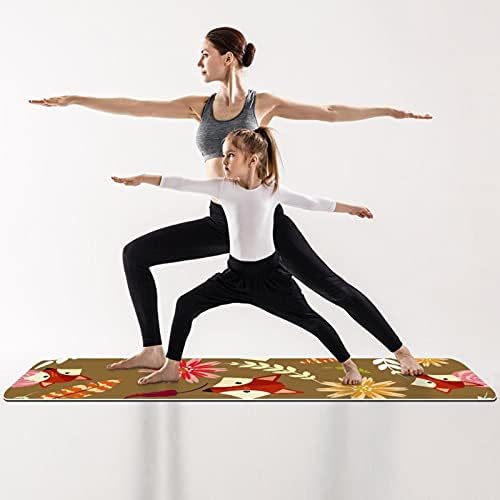 много дебело килимче за йога 6 мм, с принтом Лисици Есен-Есента, Екологично Чисти постелки за упражнения от ТПЭ, Подложка