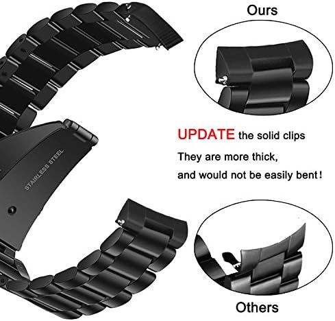 Метална каишка V-MORO е Съвместим с Galaxy Watch Band 3 45 мм, черни Мъжки, Без пропуски, Твърди Гривни от Неръждаема Стомана,