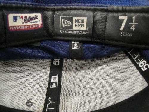 6 Използвана в играта Dodgers Официалната бейзболна шапка на MLB, Размер на шапки 7 1/4, показва използването
