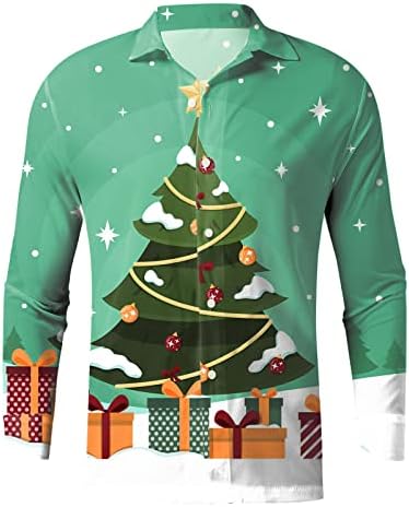 ZDDO Коледни Мъжки Ризи с Копчета и Дълъг Ръкав, Забавна Коледна Дизайнерска Риза С Принтом Дядо Коледа, Графични Ежедневни