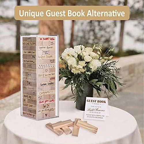 Алтернатива на Сватбена Книга за Гости, 54 БР Дървен Блок с Акрилни Витрина, Книга за Гости, за да Влезете в сватба, бебе Душ, книга за Гости, за сватба, Сватбена Книга ?
