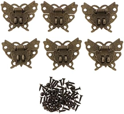 6x Бронзова Декоративна Катарама-Пеперуда Hasp Капаче за Дървени Луксозни кутии