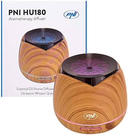 Ароматерапевтични дифузор PNI HU180 за етерични масла, Ултразвук, 400 мл, Таймер, 7 цвята led, Автоматично затваряне, Текстура
