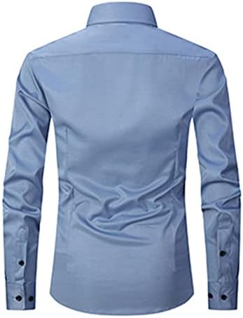 DGHM-JLMY Мъжки Модни Тънка Однотонная Риза с дълъг ръкав, Бизнес Еластична Модельная Риза С Квадратна яка Пролетна Официална