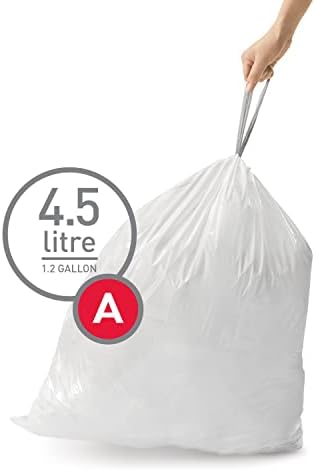 simplehumanCode M Odorsorb Специално Подбрани торби за боклук с завязками, поглъщащи миризмите, в опаковки-дозаторах по 60 броя, обем 45 литра / 12 литра и Code A, Специално подбрани т?
