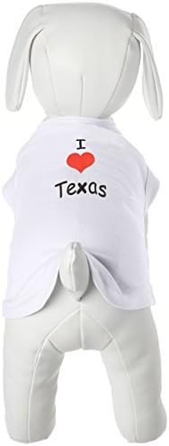 Mirage Pet Products 12-Инчови Тениски с Трафаретным принтом I Love Texas за домашни любимци, Среден, Бял