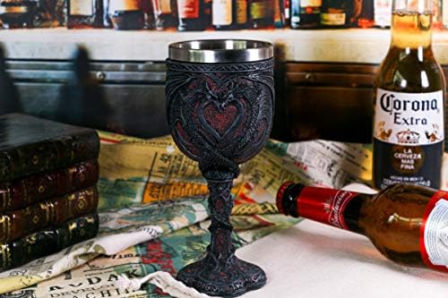 Средновековен Чаша за вино с двойно Дракон - Вино Купа Подземия и Дракони на Деня на Свети Валентин -Чаша за Пиене от неръждаема