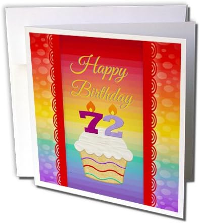 Триизмерна Торта с Брой Свещи, Поздравителна картичка за рождения Ден на 72-годишна давност, с размери 6 на 6 сантиметра