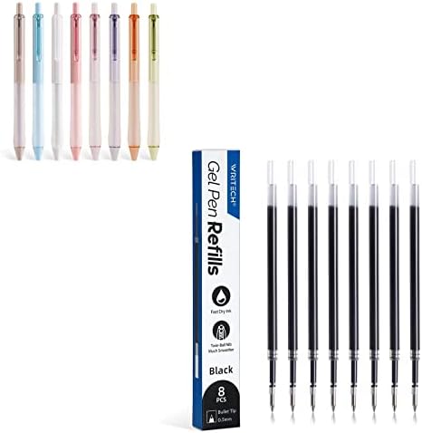 WRITECH Прибиращи гел химикалки 0,7 мм за пълнене на течни гелевых дръжки 0,5 мм 8шт