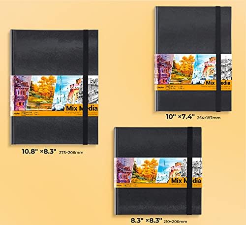 Ohuhu 6 Алкохолни маркери на Halcyon Оазис с широк фитил + Албум за рисуване в смесена техника размер 8,9x8,3 квадрата
