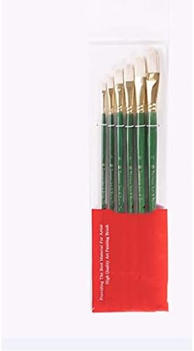 LXXSH 6 бр. Зелена четка с дълга дръжка за рисуване върху поле, Набор от четки, с овална форма, дръжка на ръчната