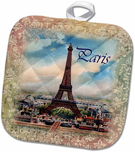 3D Изображение на Айфеловата кула във формата на Рози В Стария Нотном лист с Надпис Paris, 8 x 8