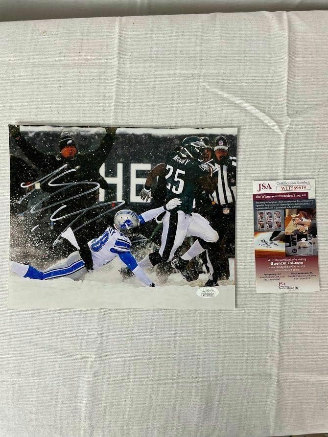 Лесин Маккой подписа снимка на Philadelphia Eagles 8x10 с автограф от JSA Snow Bowl - Снимки NFL с автограф
