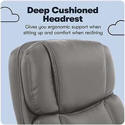 Кресло за ръководители на Serta Big & Tall с висока облегалка, комфортно през целия ден, ергономична лумбална подкрепа, от слепена кожа, сив цвят