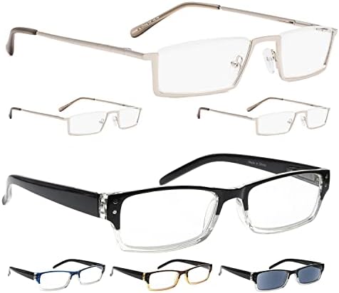 LUR 3 опаковки на метални очила за четене в полукръгла рамка + 4 опаковки класически очила за четене (само 7 двойки ридеров + 2,00)