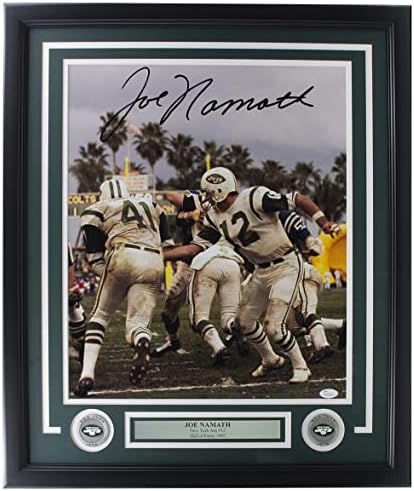 Снимка на Джо Намата с автограф, в рамката на 16x20 Ню Йорк Джетс, JSA ITP - Снимки NFL с автограф