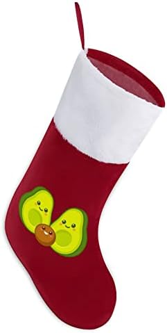 Сладък Карикатура Авокадо Семеен Коледен Отглеждане Чорапи с Плюшено Камина, Окачени за Коледната Елха Начало Декор