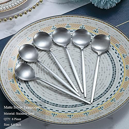 Чаени лъжици 6 бр., сребърни 6,6 Spoons, Малки Лъжици от неръждаема Стомана, Чаени лъжички, за къща, кухнята