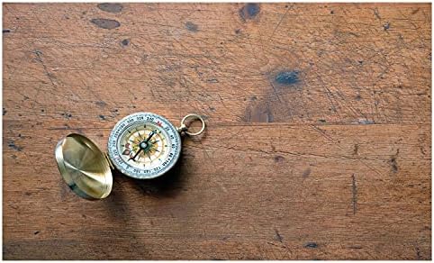 Керамични Държач за четка за зъби Ambesonne Compass, Носталгия с Отворен Старите Навигационен инструмент на Дървена фона в