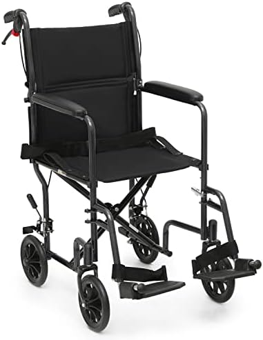 Инвалидни колички MoNiBloom за възрастни, Компактно Складное Превозно стол с 16-инчов седалка, ръчни спирачки с петлевым