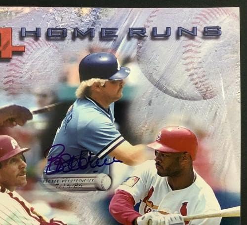 Уили Мейс Подписа Снимка 11x14 бейзболен Майк Шмид + 3 ПОВРЕДЕНИ автомобили HOF JSA - Снимки на MLB с автограф