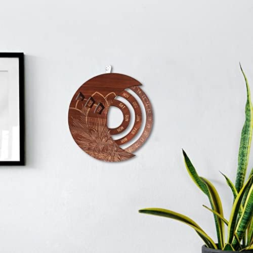 Стари дървени Декорации DIY Монтиране на Дървена Вечен Календар С 10 Инча(Ите)И) Ръчни Въртящи Лунни Дискове Календар