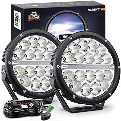 Nilight 7-Инчов кръгли led светлини светлини за шофиране с висока проходимост с DRL 2 ЕЛЕМЕНТА 90 W 9850ЛМ IP68