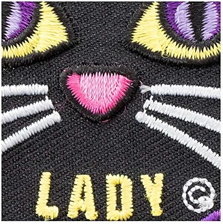 Патчстоп Crazy Cat Lady Черните Железни Ивици за дрехи, Дънки - 2,75 инча, е Кръгла Малка нашивка Направи си сам, Пришитая до