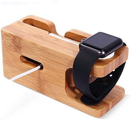Woodbaby за Apple Watch Поставка за зареждане на Apple Watch 38 мм 42 мм и док-станция за зареждане на iPhone за всички мобилни телефони