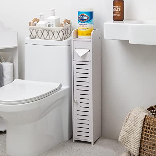Малък Шкаф за съхранение в банята AOJEZOR, с Притежателя на ролка Тоалетна хартия, Комплект от 2-те Шкафове за Тоалетна хартия,