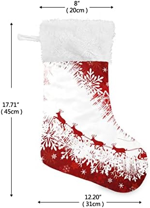 Коледни чорапи ALAZA от зебло с дължина 18 инча с Голям коледен елен на Дядо (j3) и плюшени чулками-белезници от изкуствена кожа за украса на семейни празници и Коледно п?