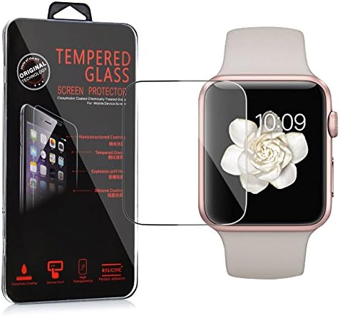 Закалено стъкло Cadorabo е подходящ за Apple Watch серия 1 и 2 - Умен часовник iWatch с 42 мм дисплей – ВИСОКА Прозрачност – Удароустойчив, устойчив на надраскване Гелевый калъф З
