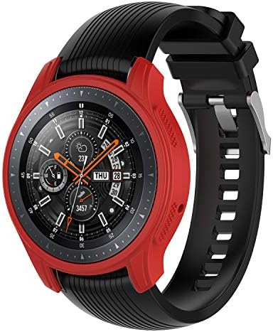 AKWOX [Черен + червен + син] Калъф за Gear S3 Frontier / Galaxy Watch 46 мм, [устойчив на удари] Защитен калъф-панел