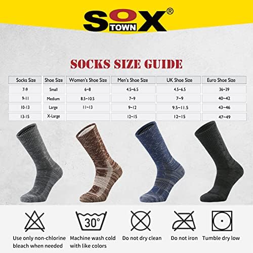 SOX TOWN Чесаные Памучни Чорапи Дишащи Performance Fit За спорт Средно тегло със Защита От Мехури Върху Лигавицата