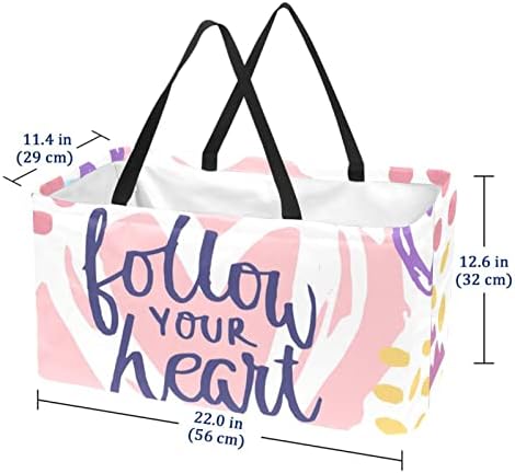 LORVIES за Многократна употреба за Хранителни стоки Чанти Follow Your Heart Цветни Сгъваеми да Пере Големи Кутии За