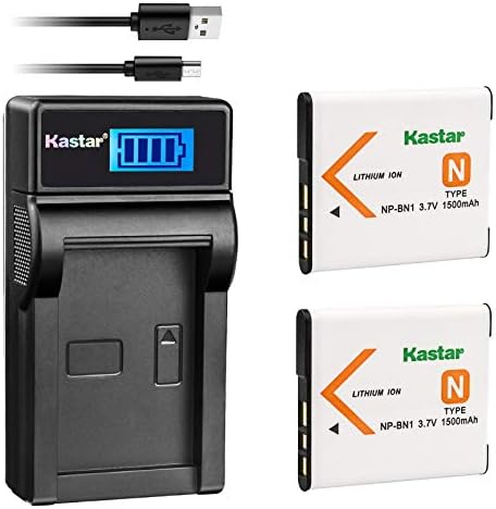 Батерия Kastar (X2) и LCD коварен USB-зарядно устройство за Sony NP-BN1 NPBN1 BC-CSN и цифров фотоапарат Cyber-Shot