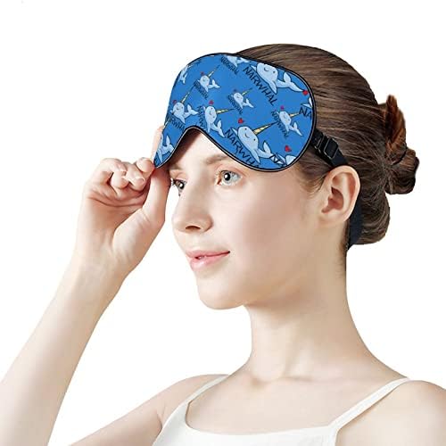 Синята Маска За Очи Narwhal Sleep Eye Mask Сладко Blindfold Eye Covers Сенки за очи за Мъже Подаръци за Жени