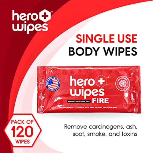 Кърпички за тяло Hero Wipes Премахване на 98% канцерогенни вещества, Пепел, сажди, дим и токсини - 48-каратные Мокри кърпички за пожарникари повишена дебелина 10x9 инча