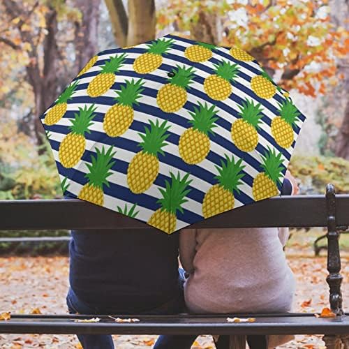 Ананас Шарени Ветрозащитный Пътен 3-Те Пъти Автоматичен Чадър Компактният Ръчен Rainbrella за Дъжд И Слънце