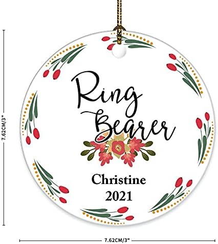 Носител На пръстен с Потребителски име, Сувенири, Керамични Бижута, Цветя Венец 2021, Двустранен Печат, 3x3 Инча, е Кръгла Коледно