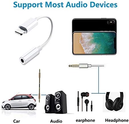(Последната версия) Адаптер за iPhone, 3 пакета на Apple Lightning конектор и 3.5 мм Aux Аудио Аксесоари Адаптер-сплитер за