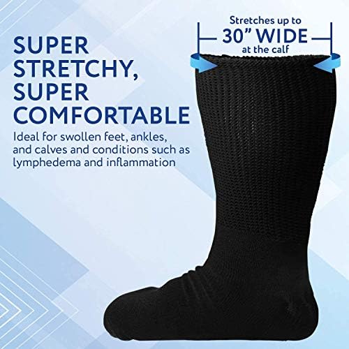[6 чифта] Чорапи повишена ширина Impresa за лечение на лимфедемы - Бариатрический чорап - Голям чорап, растягивающийся