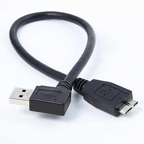 Кабел Bluwee SuperSpeed USB 3.0 - Прав ъгъл 90 градуса Тип A за свързване на кабел, Micro-B - 1 фут (30 см) - черен
